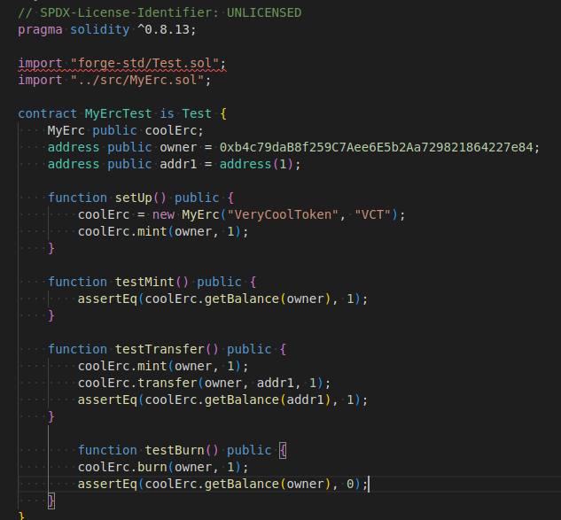 Implement tests for our basic ERC20 token